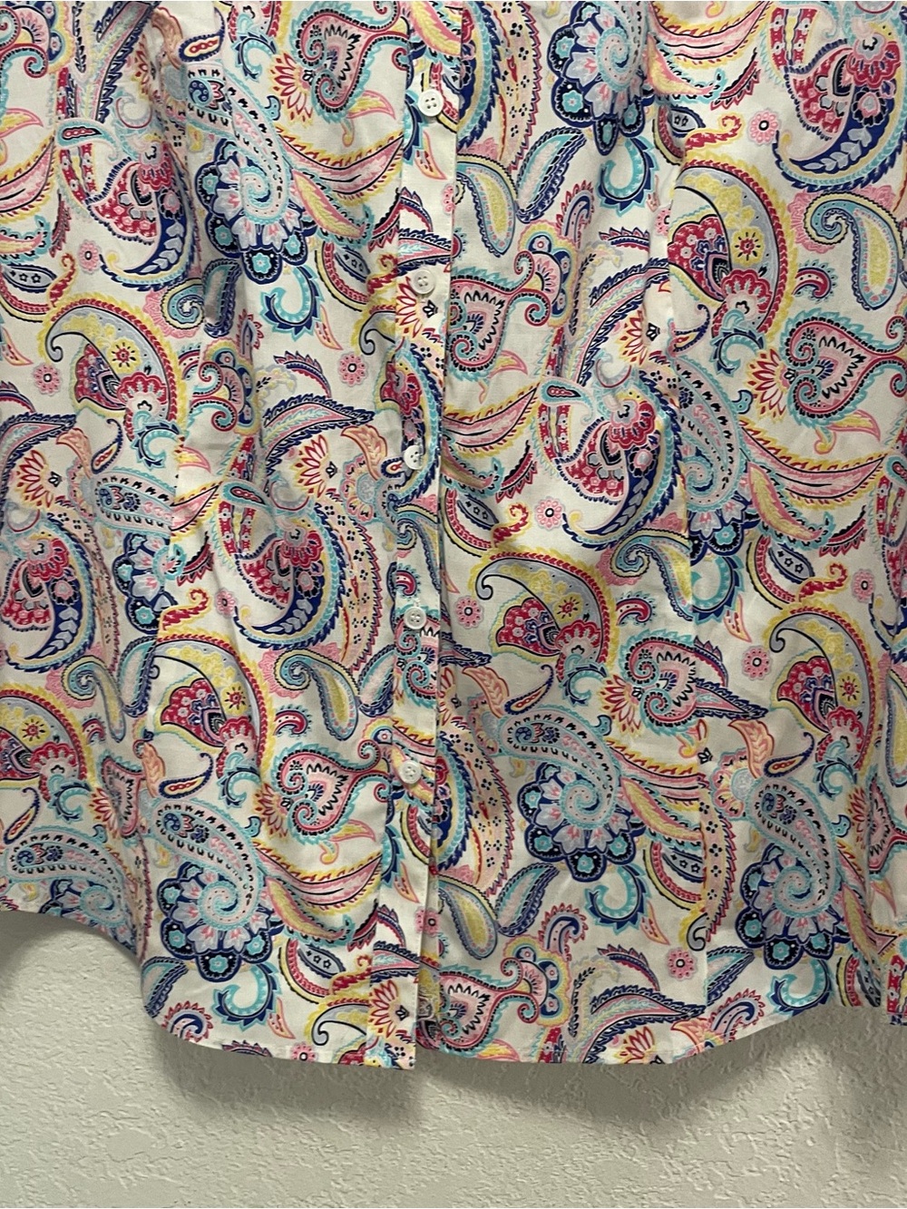 Talbots Paisley Print Wrinkle Free Perfect Shirt Size 16 - Picture 4 of 7